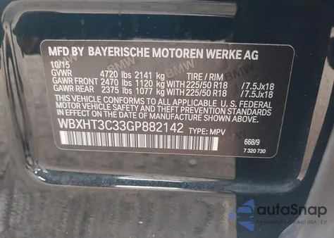 2016 BMW X1 xDrive28I from USA, damaged, VIN WBXHT3C33GP882142